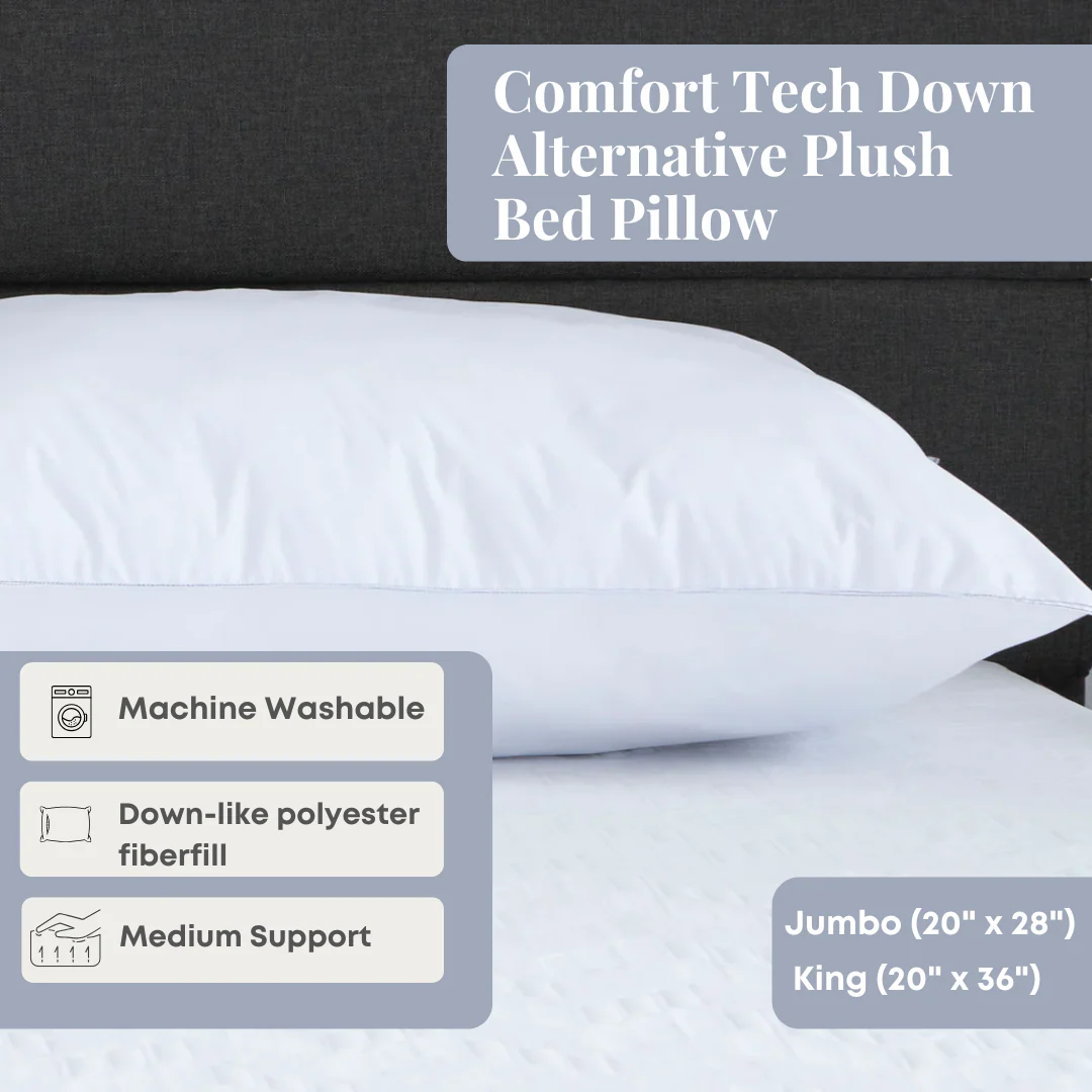 Comfort Tech Down Alternative Plush Bed Pillow - Image 6