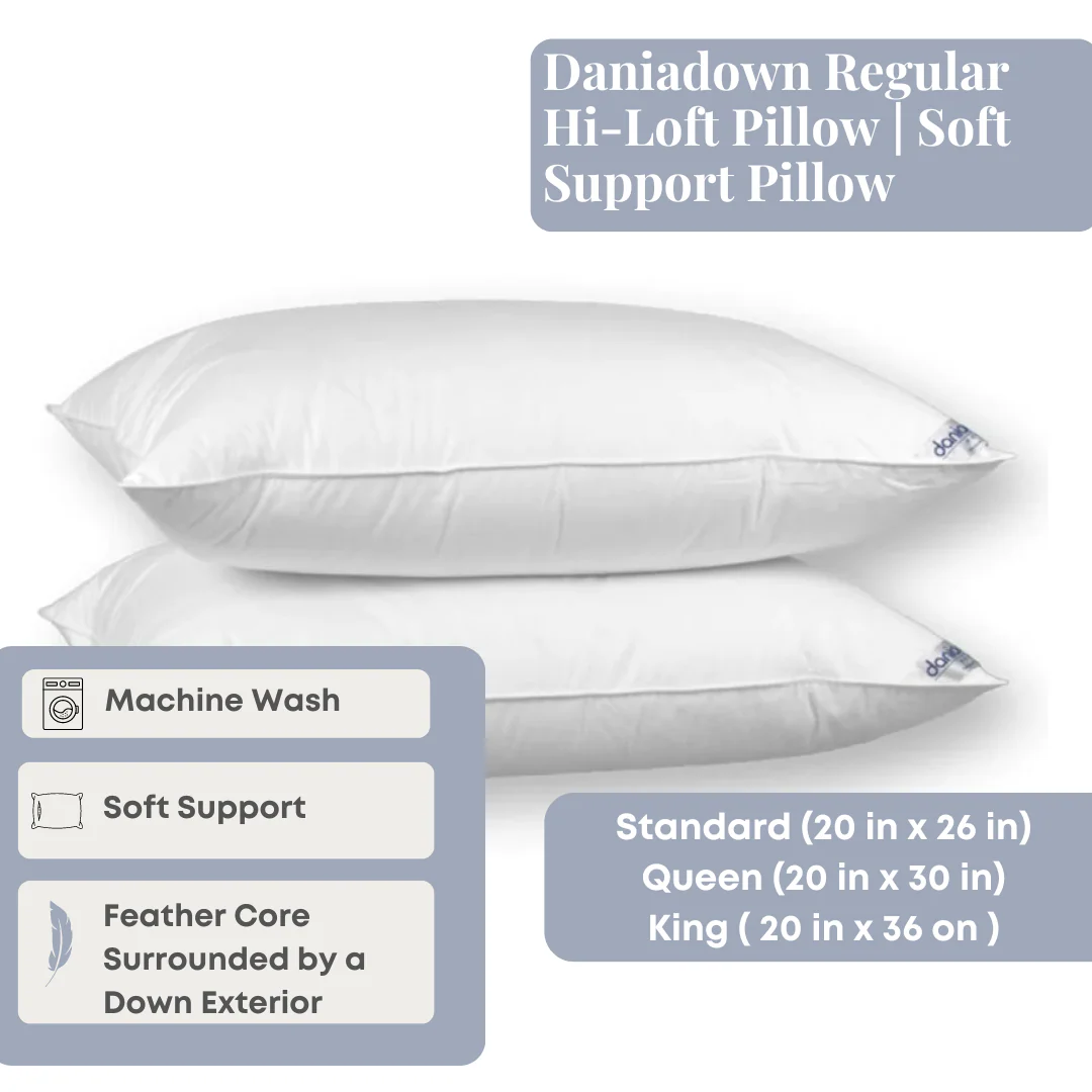 Daniadown Regular Hi-Loft Pillow | Soft Support Pillow - Image 2