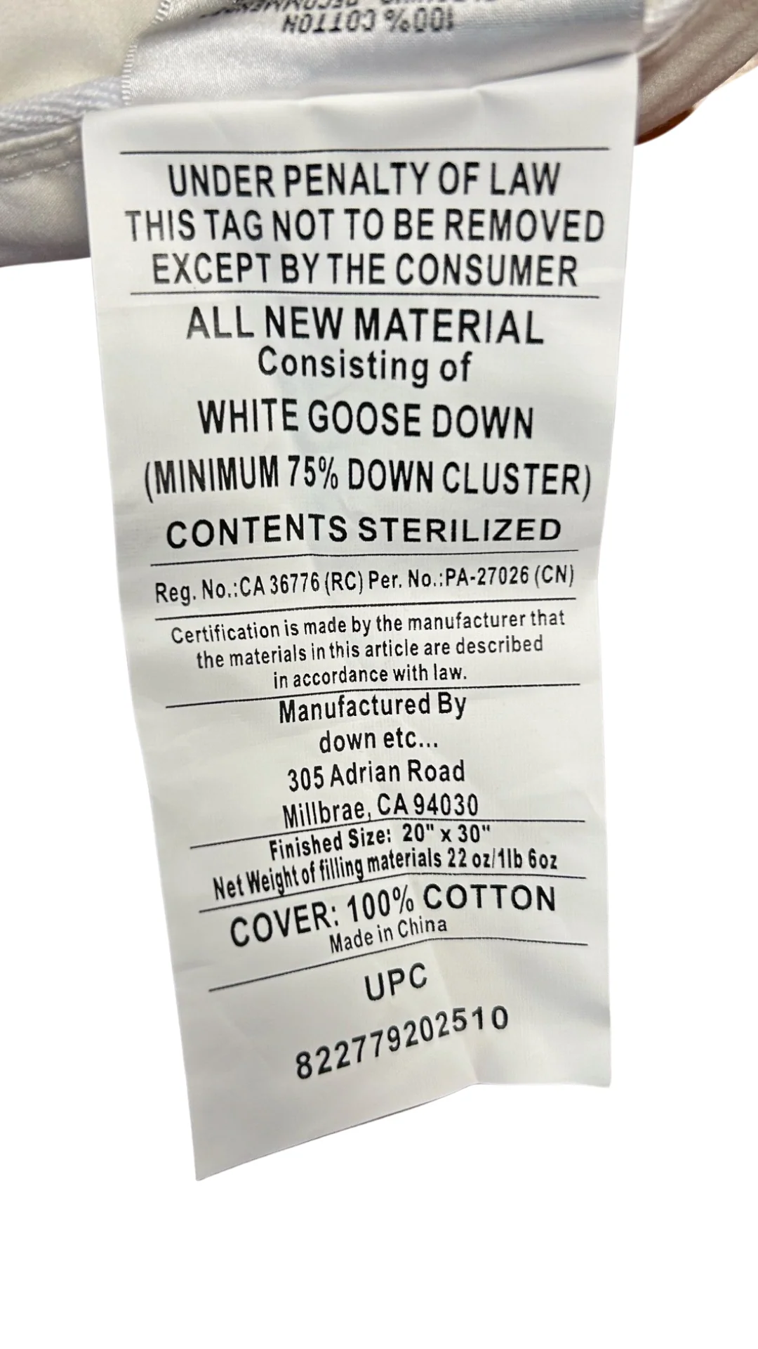Down Etc. Luxury Goose Down Pillow | Medium Support - Image 3
