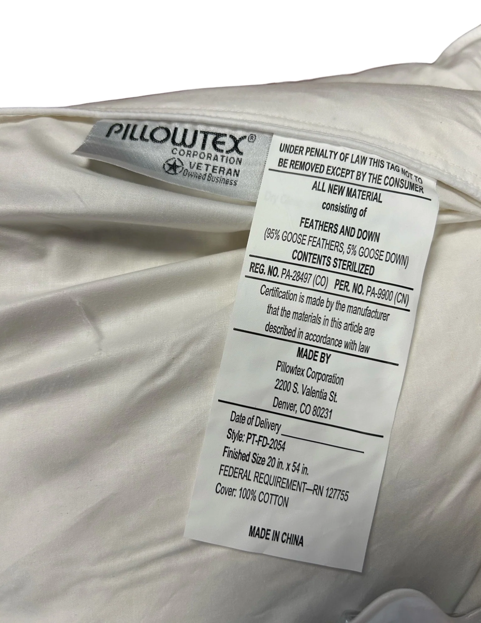 Pillowtex White Goose Feather and Down Body Pillow - Image 5