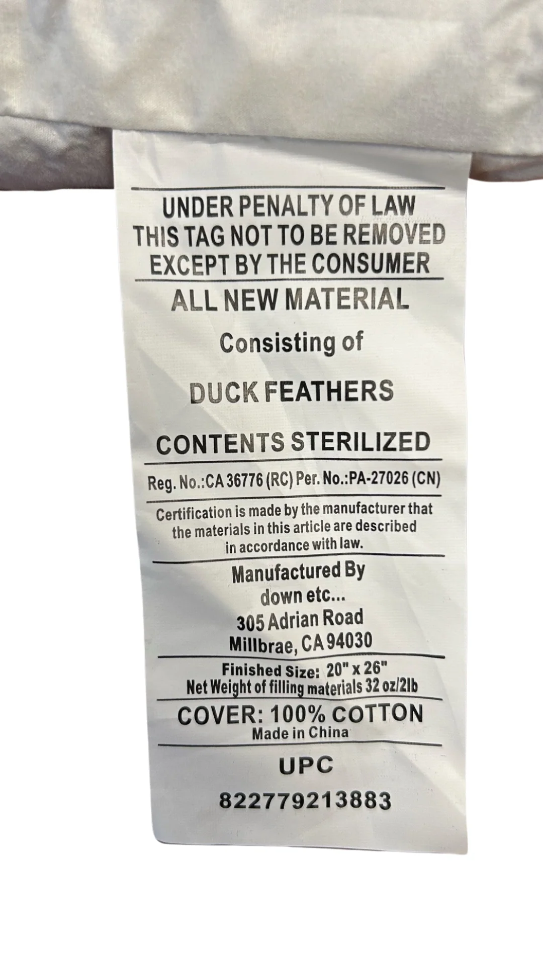 Down Etc. Rectangle Pillow Insert | 100% Duck Feather - Image 3