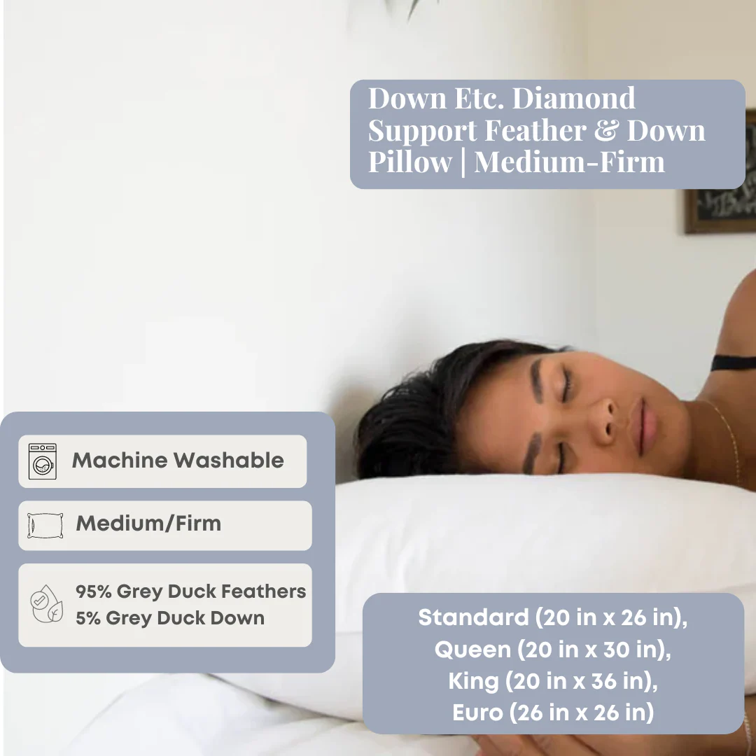 Down Etc. Diamond Support Feather & Down Pillow | Medium-Firm - Image 9