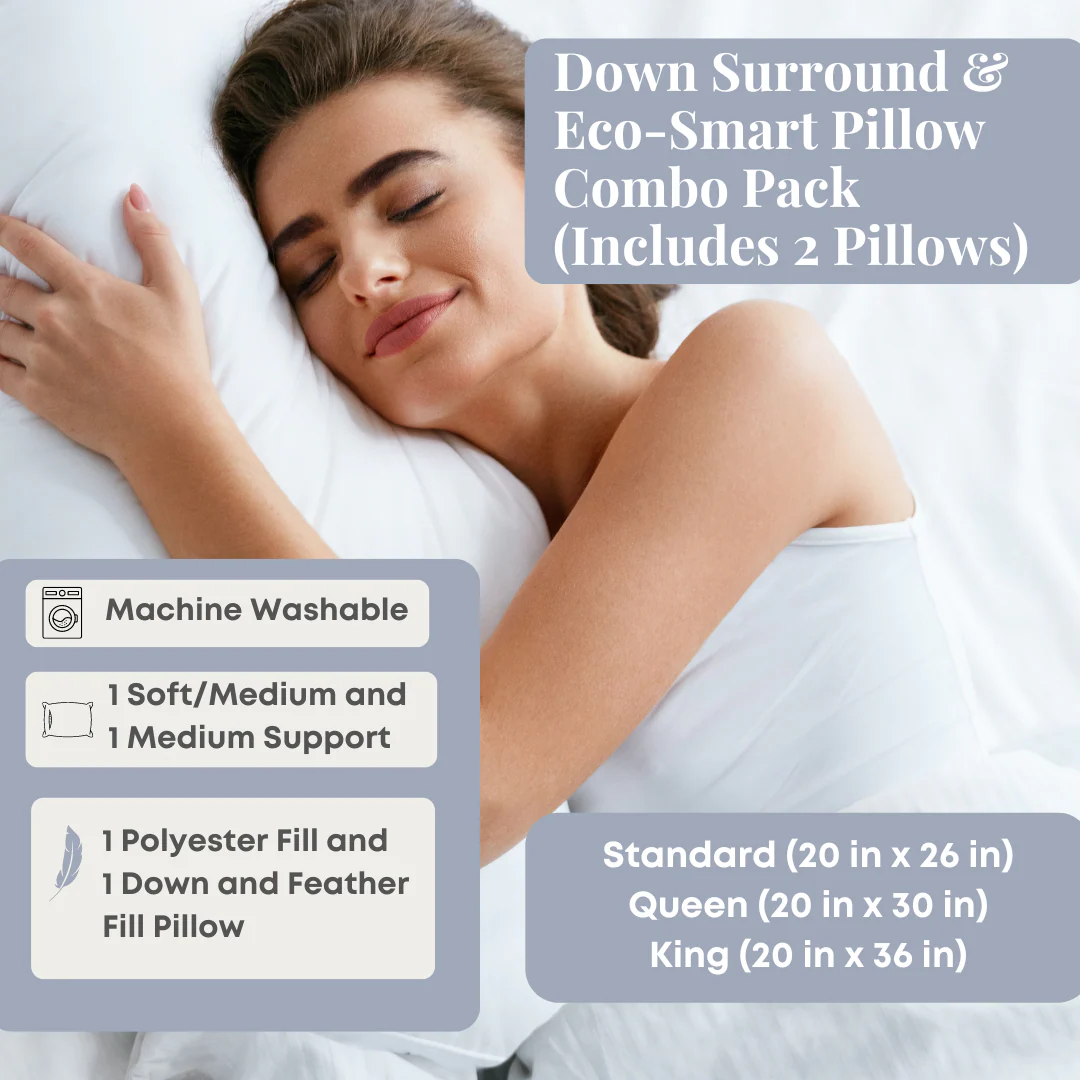 Down Surround & Eco-Smart Pillow Combo Pack (Includes 2 Pillows) - Image 2