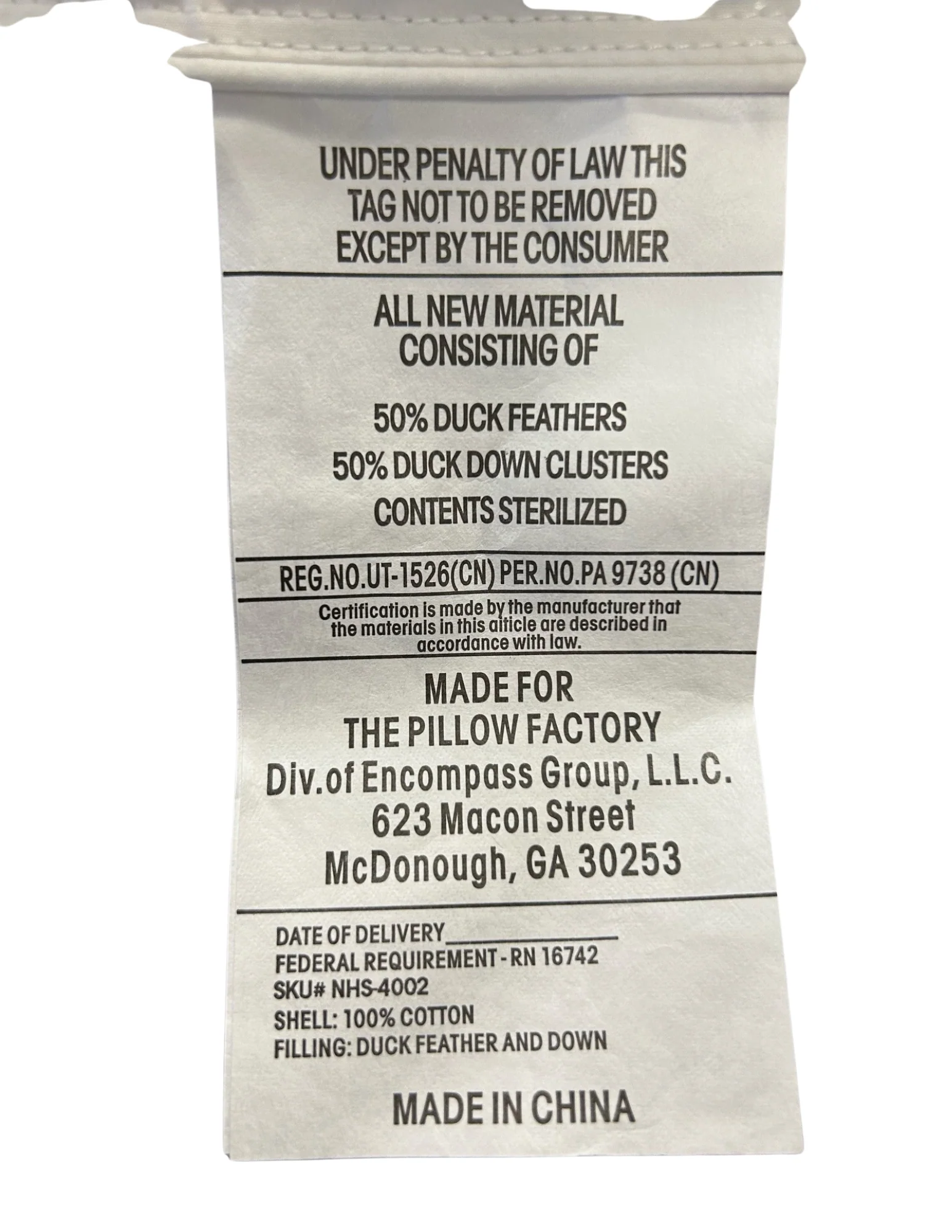 Encompass Group 50/50 Gray Duck Feather and Down Pillow - Image 3