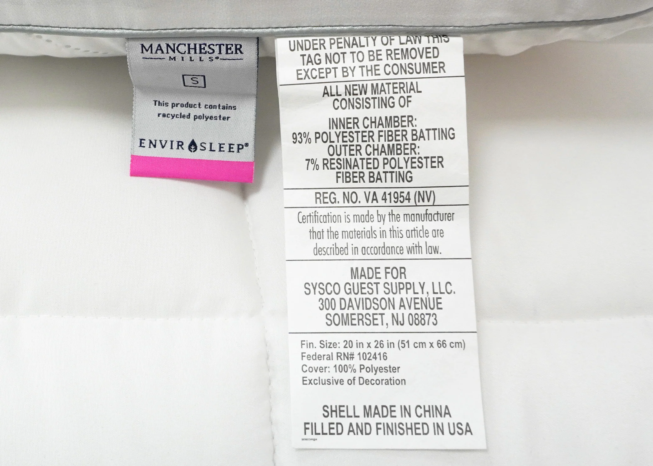 Envirosleep Diamond Support Gel Fiber Fill Pillow | Medium Support - Image 7