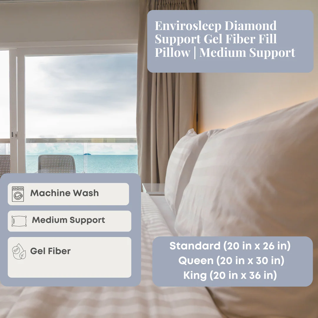 Envirosleep Diamond Support Gel Fiber Fill Pillow | Medium Support - Image 9