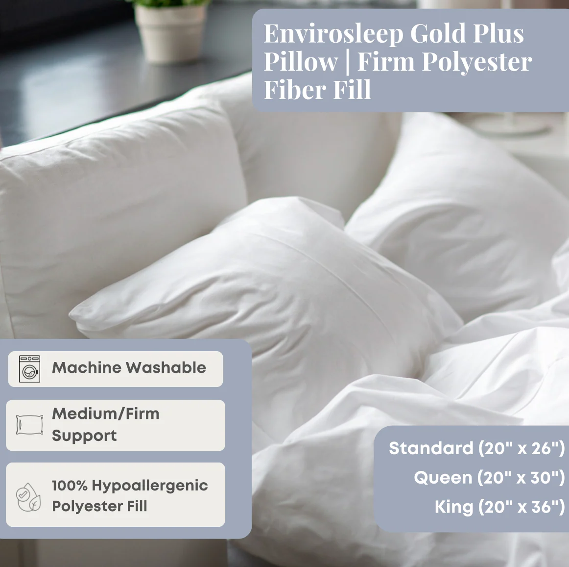 Envirosleep Gold Plus Pillow | Firm Polyester Fiber Fill - Image 3