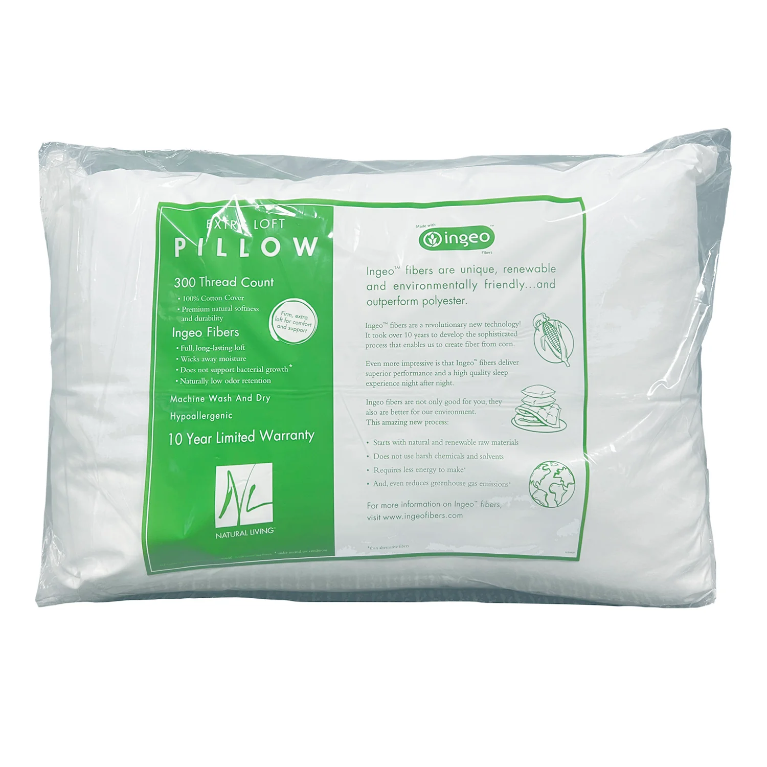 Natural Living Down Alternative Pillow with Environmentally Freindly INGEO™ Fibers - Image 2