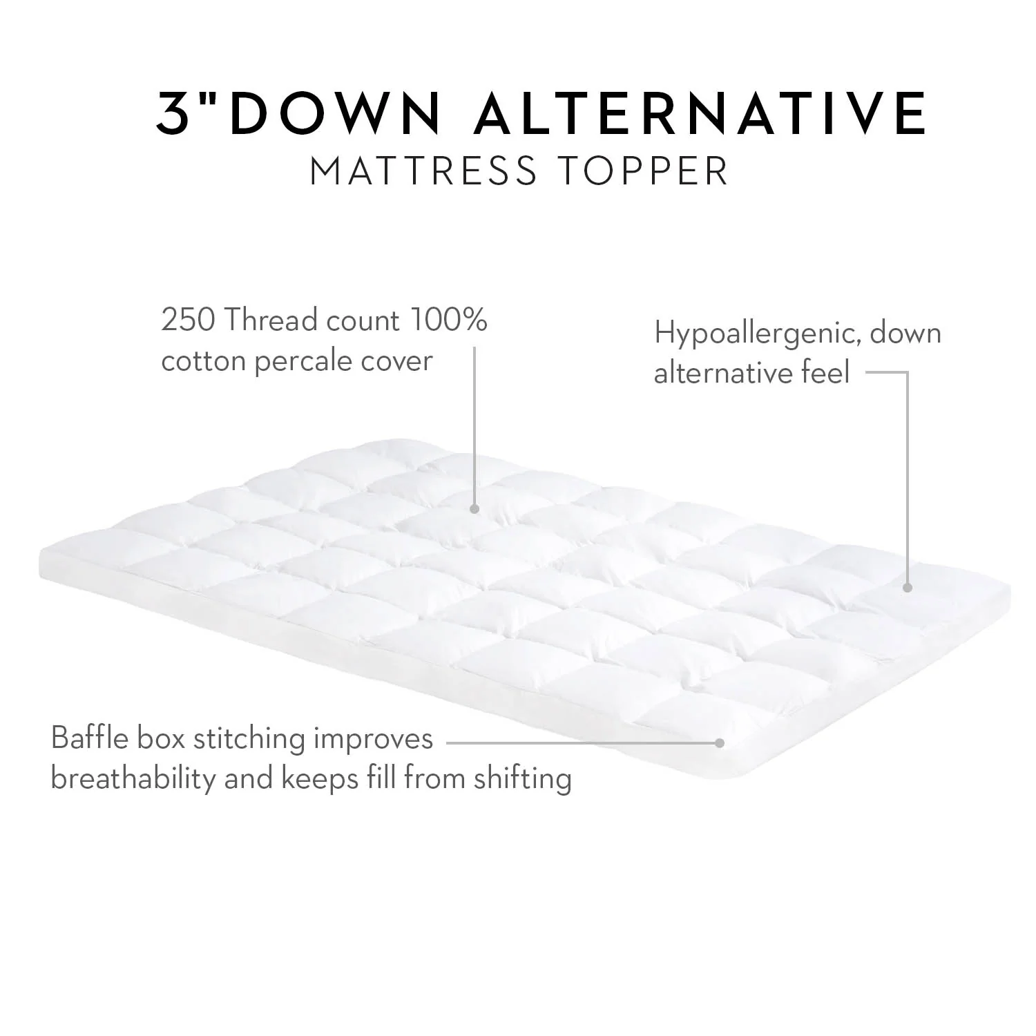 Malouf Isolus 3 Inch Down Alternative Topper - Image 3