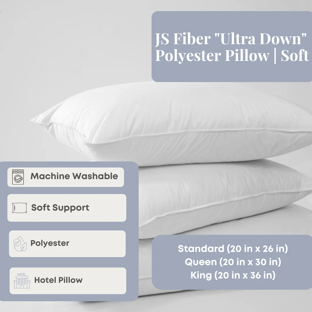 JS Fiber "Ultra Down" Polyester Pillow | Soft - Image 2