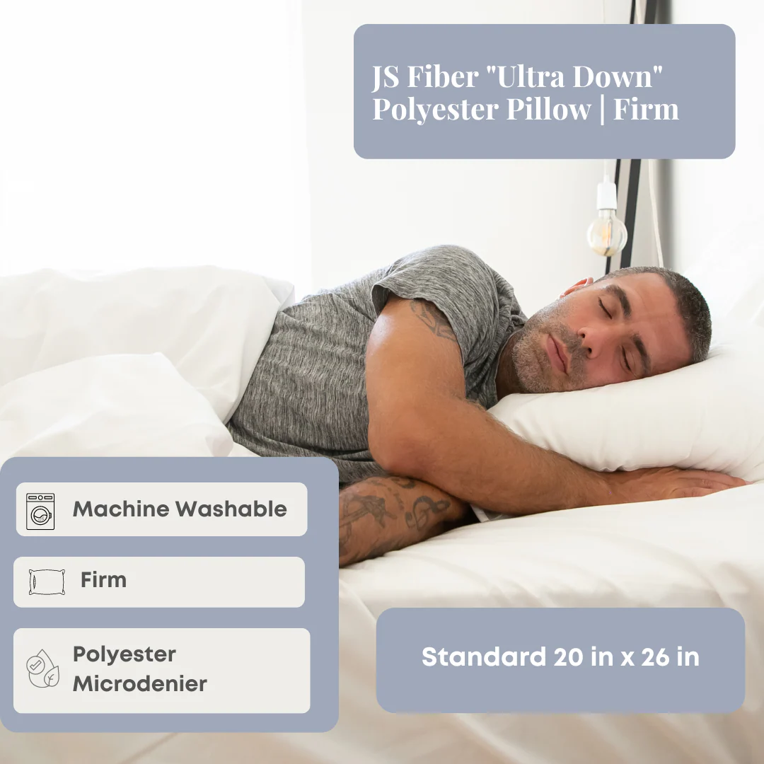 JS Fiber "Ultra Down" Polyester Pillow | Firm - Image 9