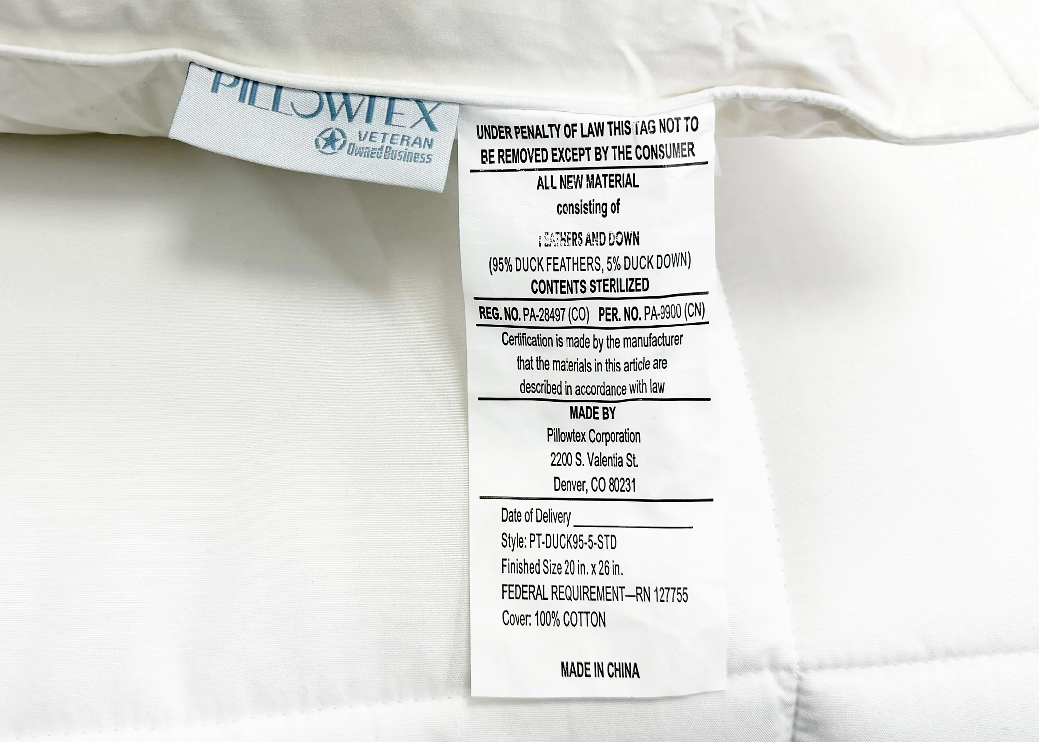 Pillowtex White Duck Down & Feather Pillow | 95% Feathers/5% Down - Image 7
