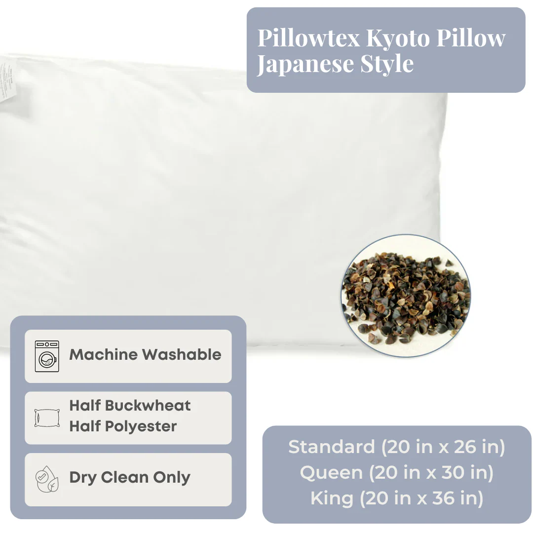 Pillowtex Kyoto Pillow - Half Buckwheat Half Polyester Pillow - Japanese Style Pillow - Image 12