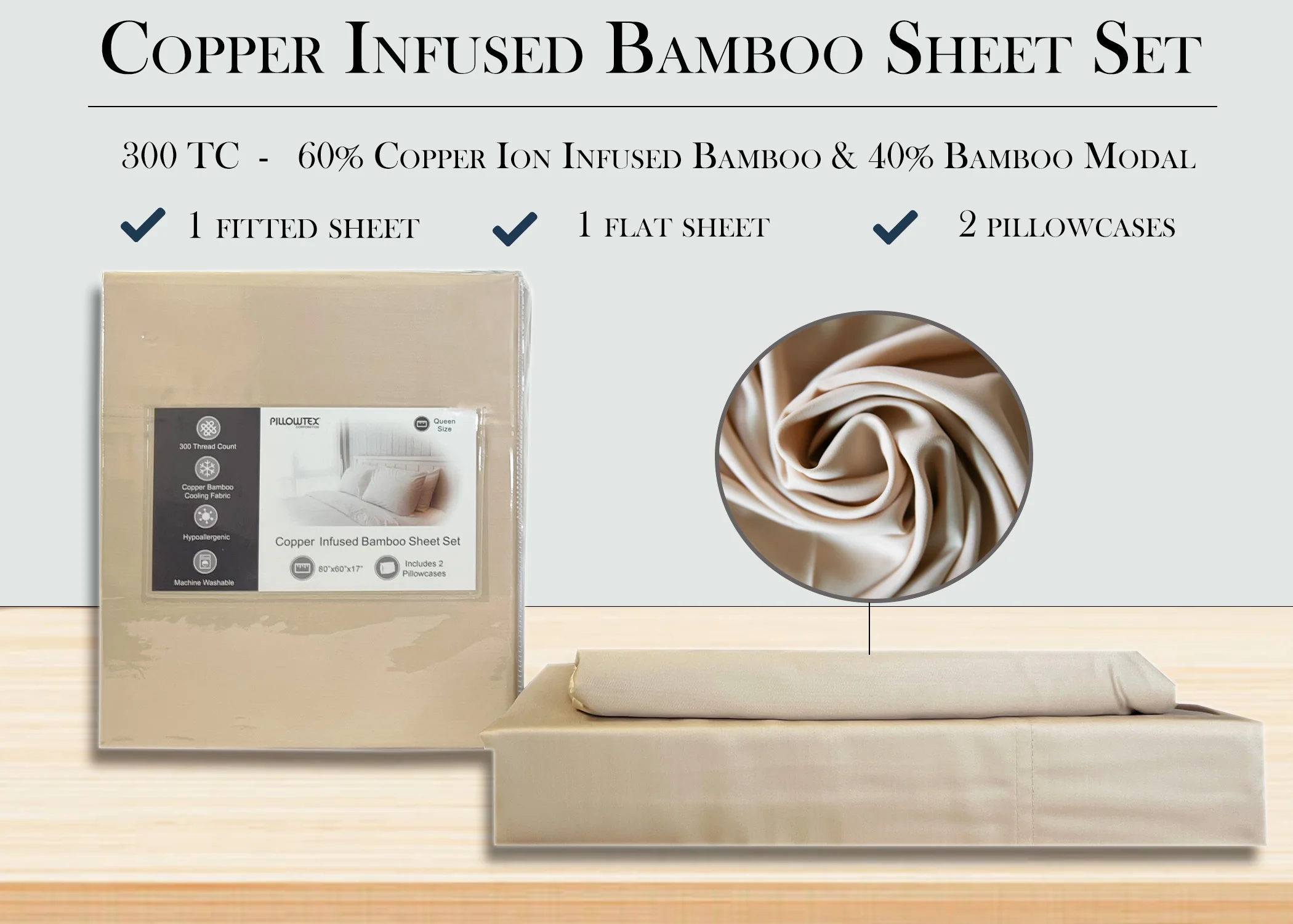Pillowtex Copper Infused Bamboo Sheet Set | Antimicrobial, Cooling, and Breathable - Image 11