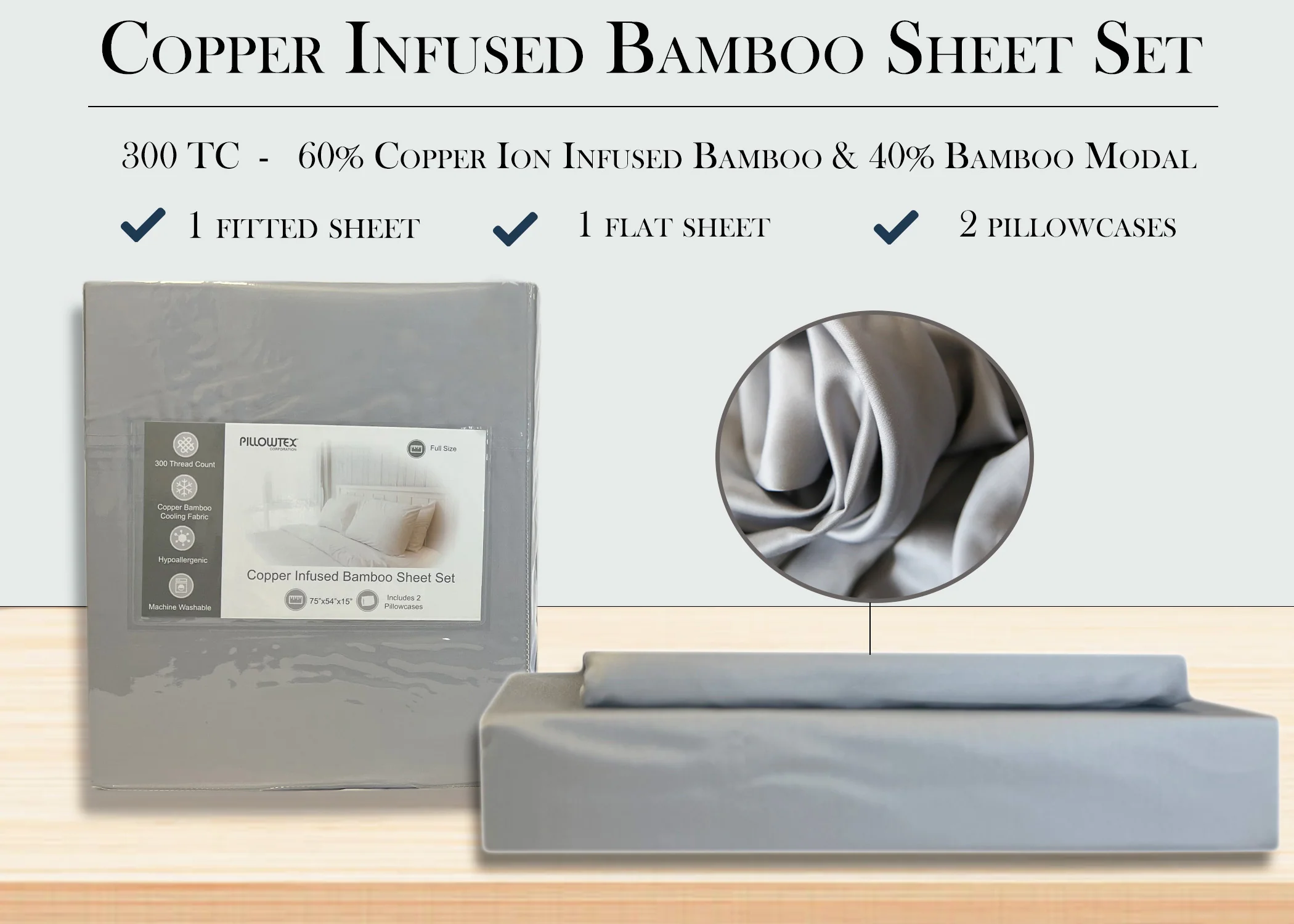 Pillowtex Copper Infused Bamboo Sheet Set | Antimicrobial, Cooling, and Breathable - Image 12