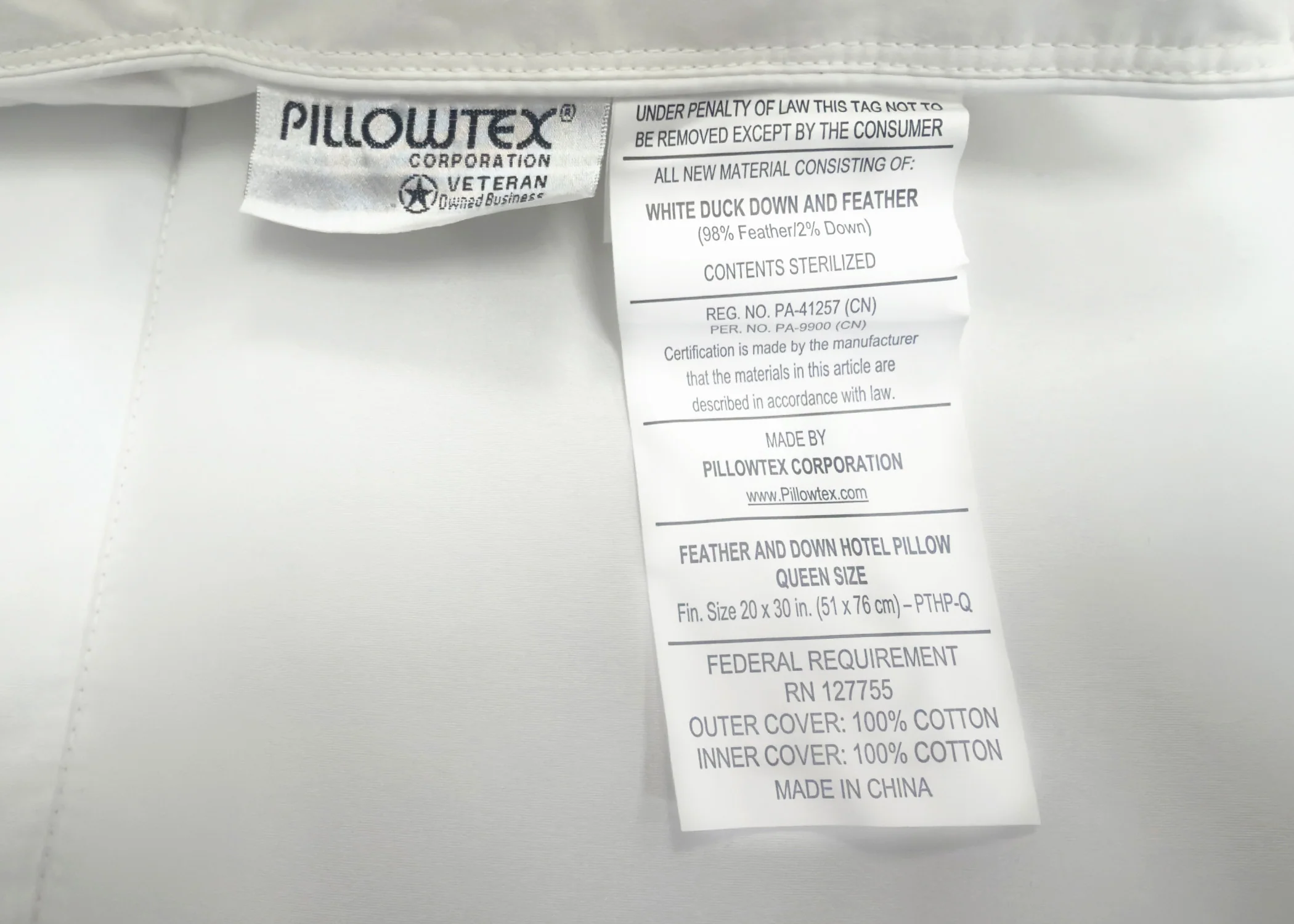 Pillowtex Hotel Feather and Down Pillow Set (Includes 2 Pillows) - Image 9