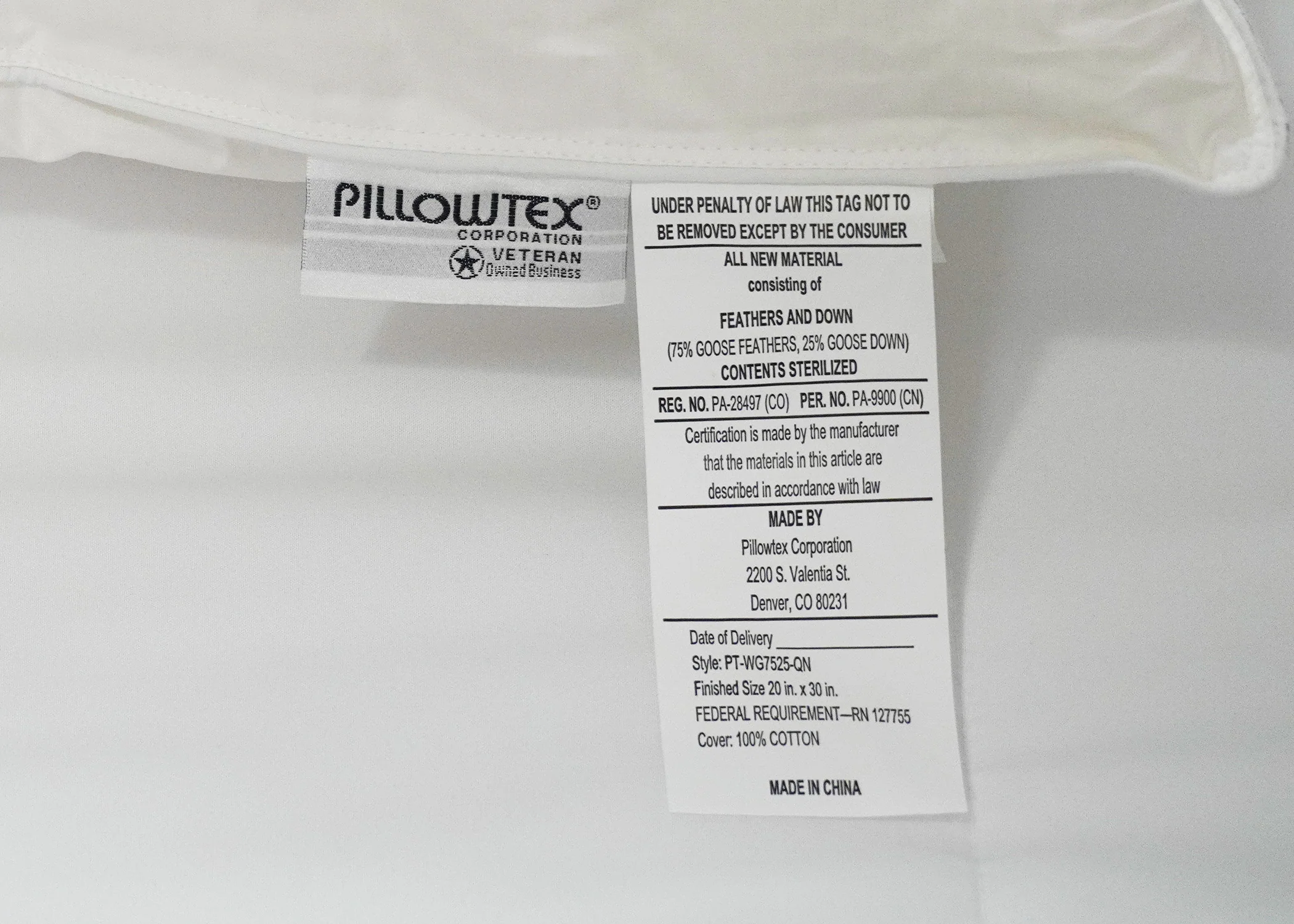 Pillowtex White Goose Down & Feather Pillow | 75% Feather/25% Down - Image 6