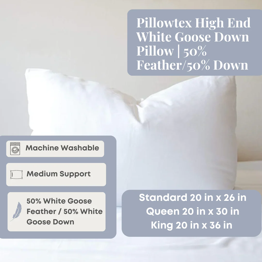 Pillowtex High End White Goose Down Pillow | 50% Feather/50% Down - Image 4