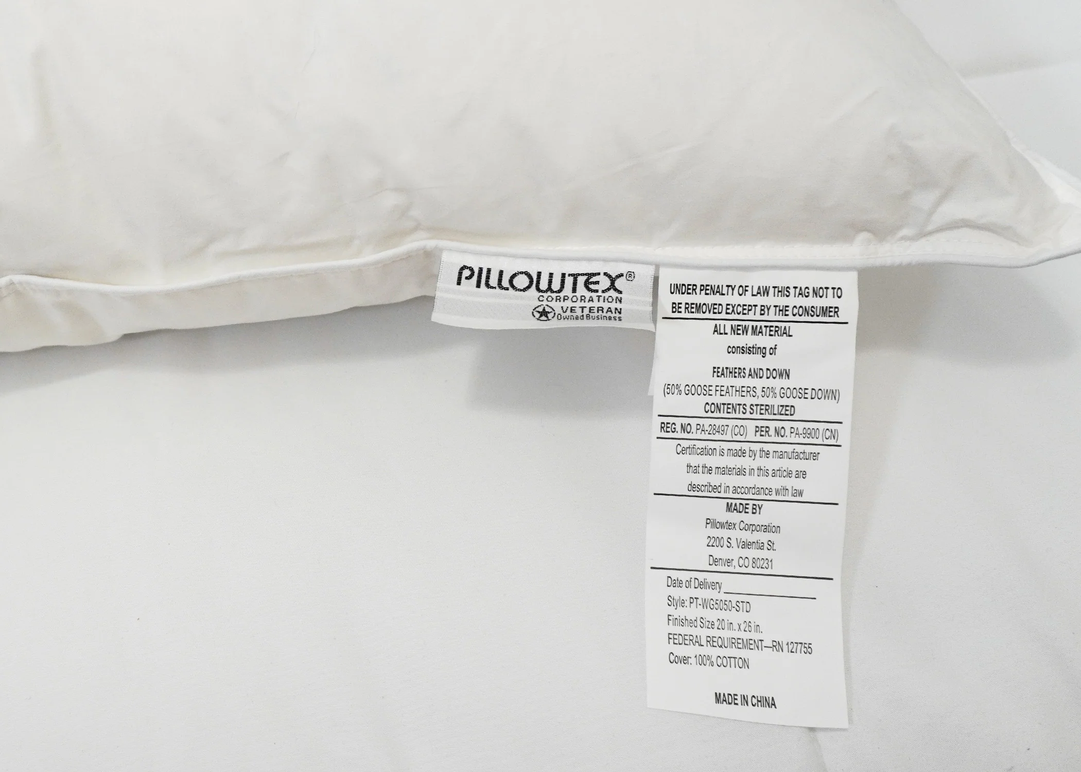 Pillowtex High End White Goose Down Pillow | 50% Feather/50% Down - Image 8