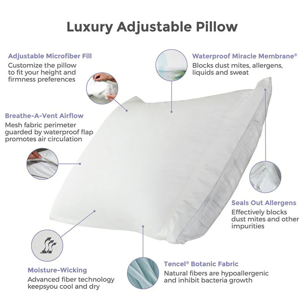 Protect-A-Bed Adjustable Fill Luxury Waterproof Tencel Lyocell Pillow - Image 5