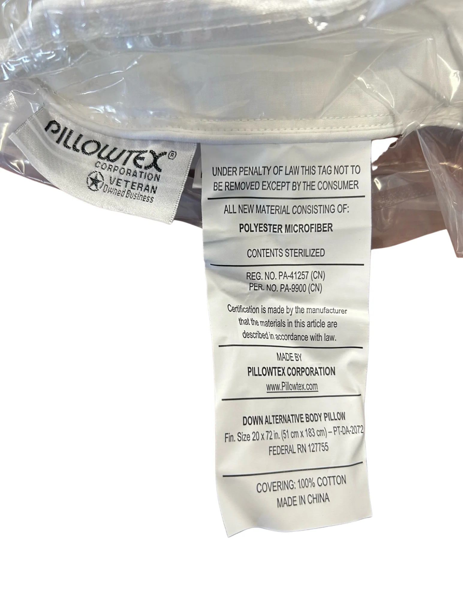 Pillowtex Down Alternative Body Pillow | Soft Support - Image 3