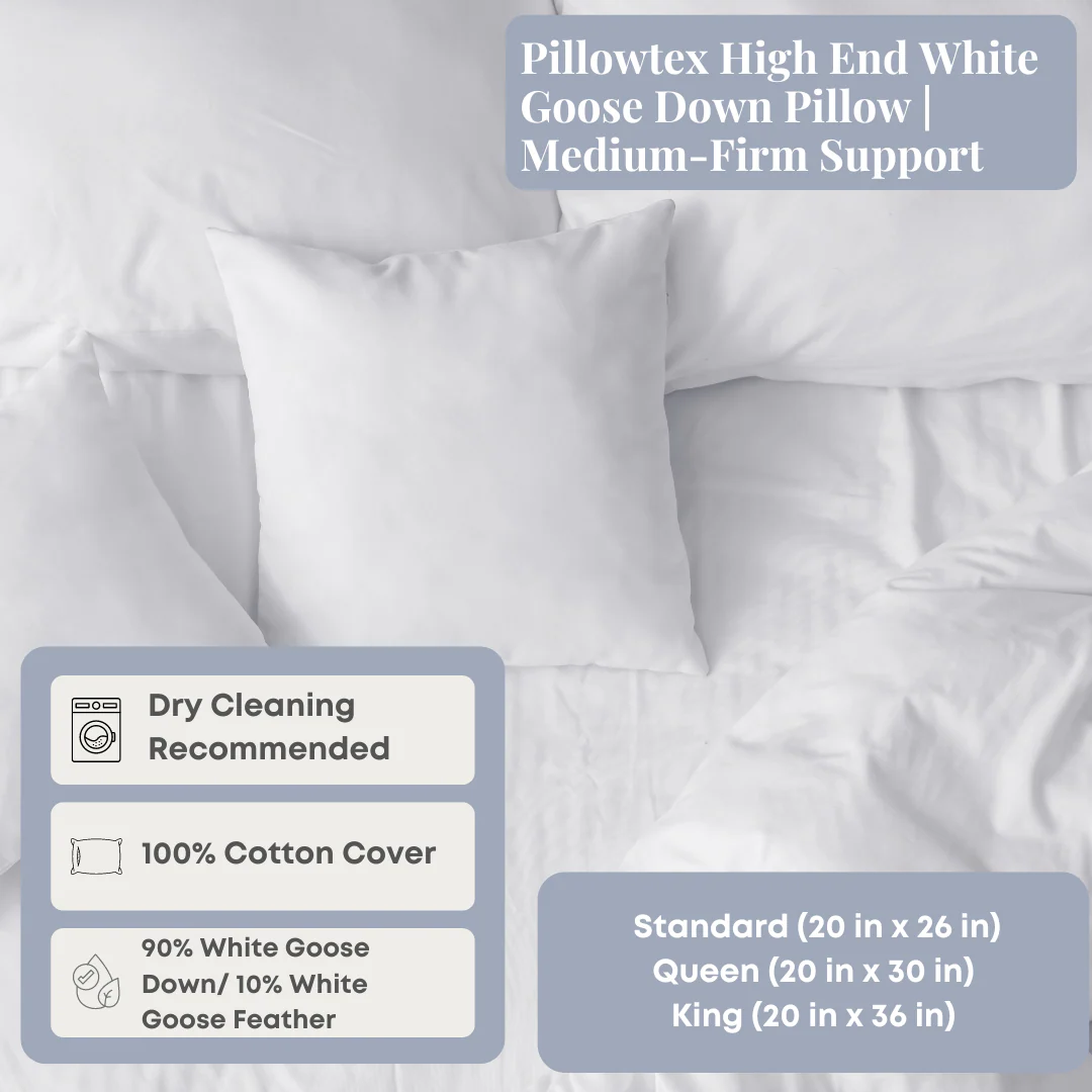Pillowtex High End White Goose Down Pillow | Medium-Firm Support - Image 5