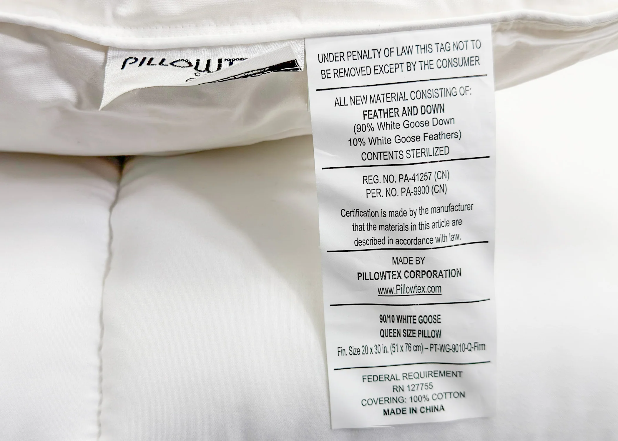 Pillowtex High End White Goose Down Pillow | Medium-Firm Support - Image 8