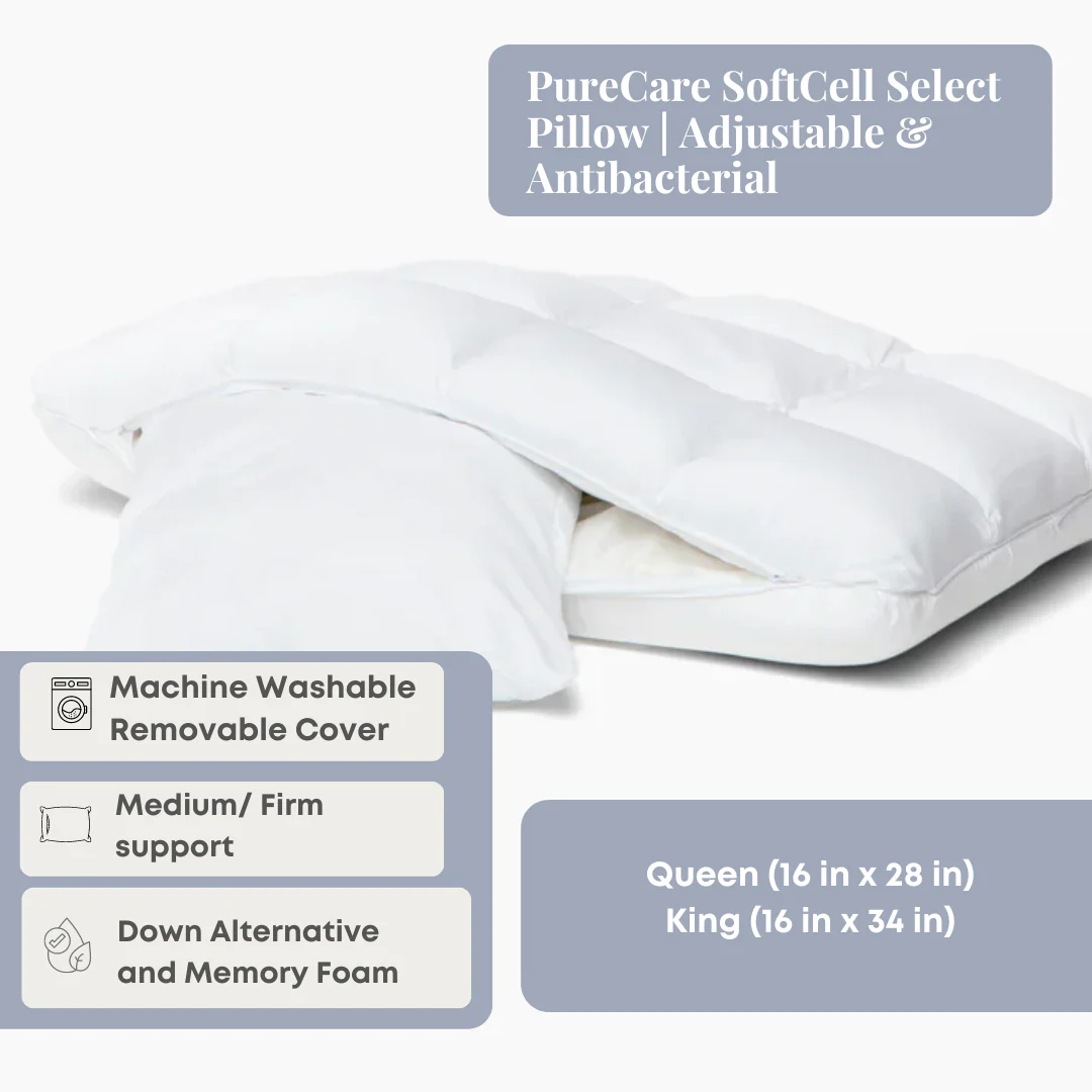 PureCare SoftCell Select Pillow | Adjustable & Antibacterial - Image 2