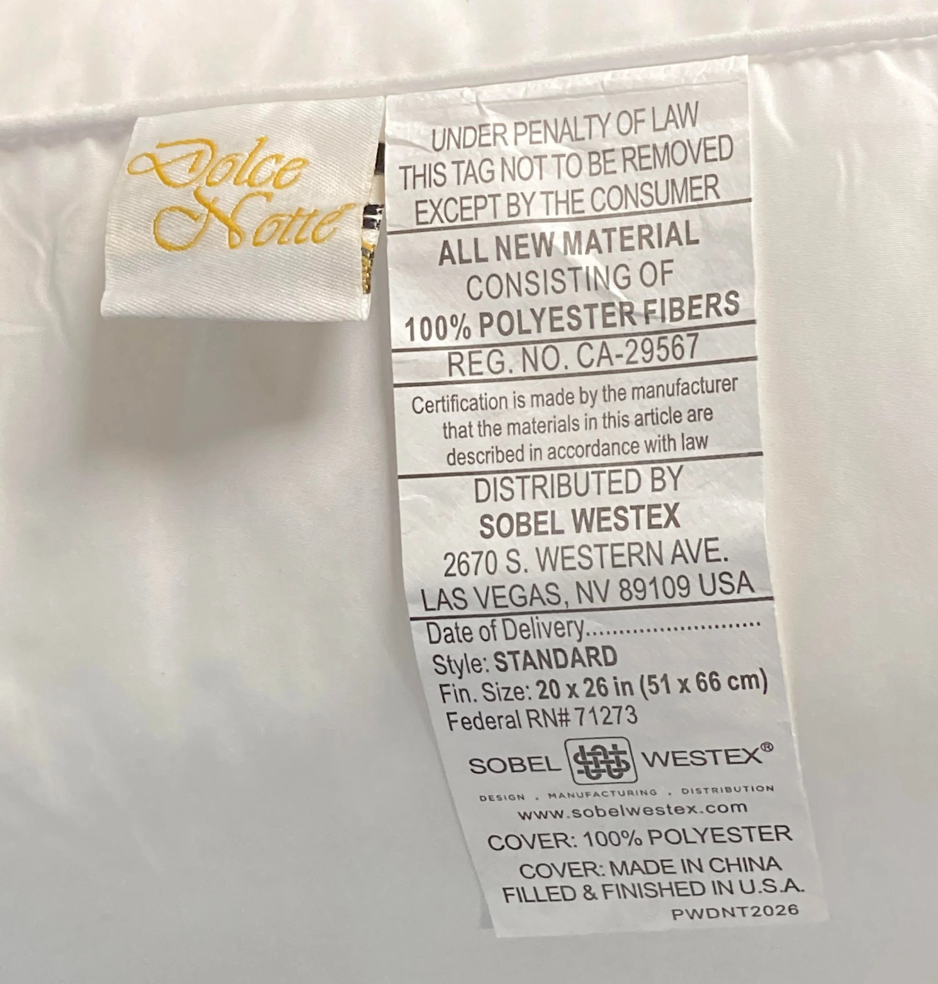 Red Lion Hotels® Dolce Notte Polyester Pillow | Medium-Firm - Image 4