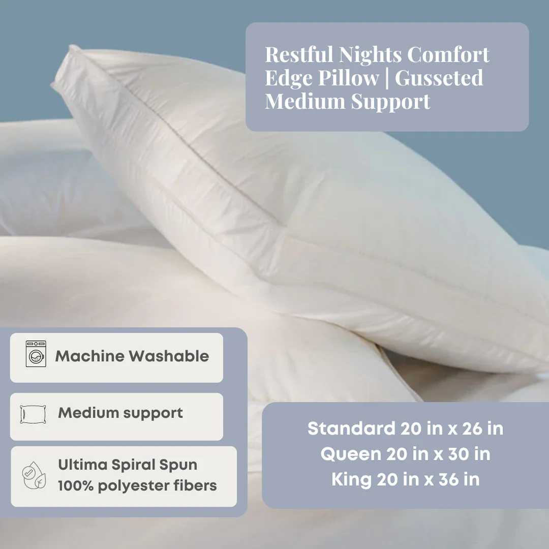 Restful Nights Comfort Edge Pillow | Gusseted Medium Support - Image 2
