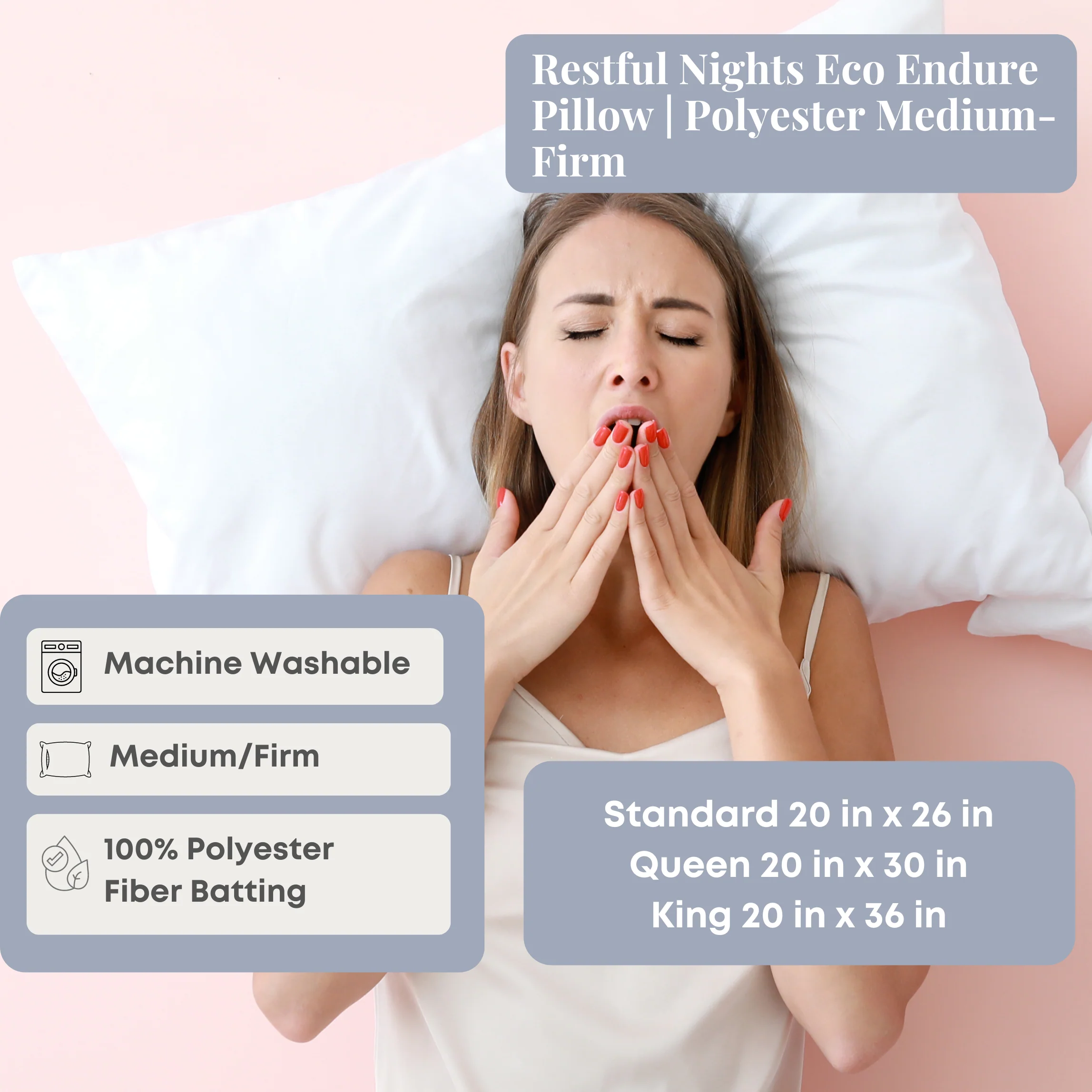 Restful Nights Eco Endure Pillow | Polyester Medium-Firm - Image 2