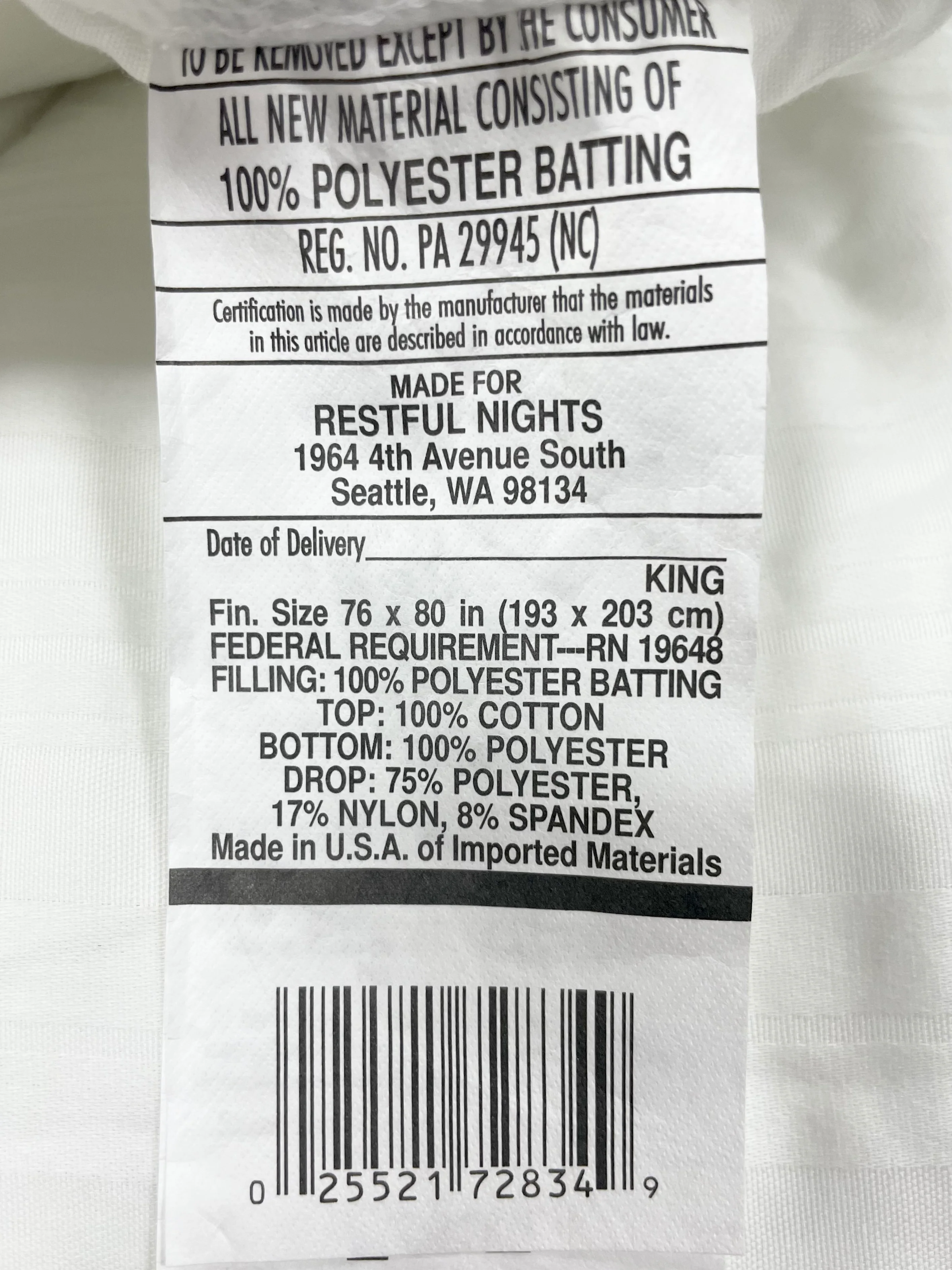 Restful Nights Egyptian Cotton Mattress Pad | 300 Thread Count Cotton - Image 4
