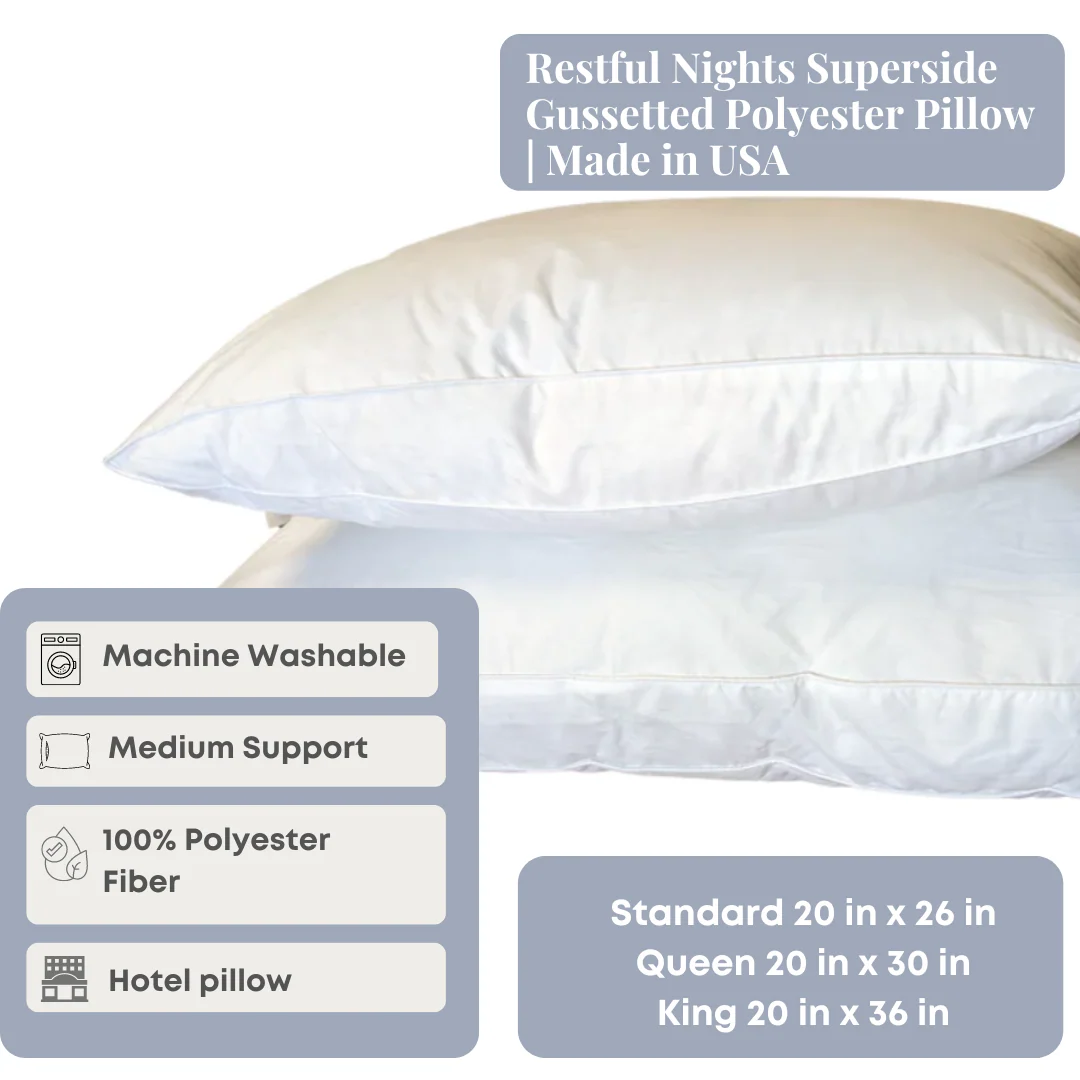 Restful Nights Superside Gussetted Polyester Pillow | Made in USA - Image 2