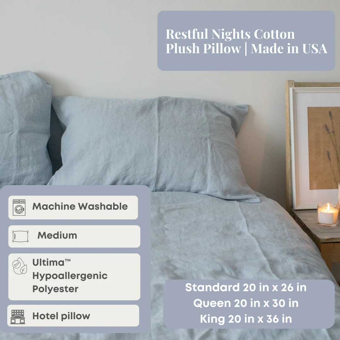 Restful Nights Cotton Plush Pillow | Made in USA - Image 2