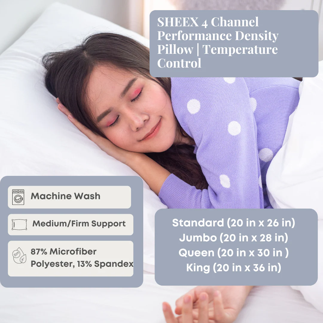 SHEEX 4 Channel Performance Density Pillow | Temperature Control - Image 2