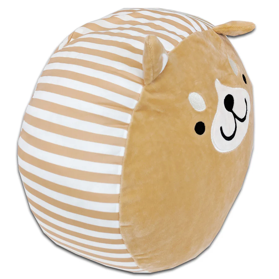 Squishy Dog Face Pillow With Stripes | Wobbles The Dog - Image 2