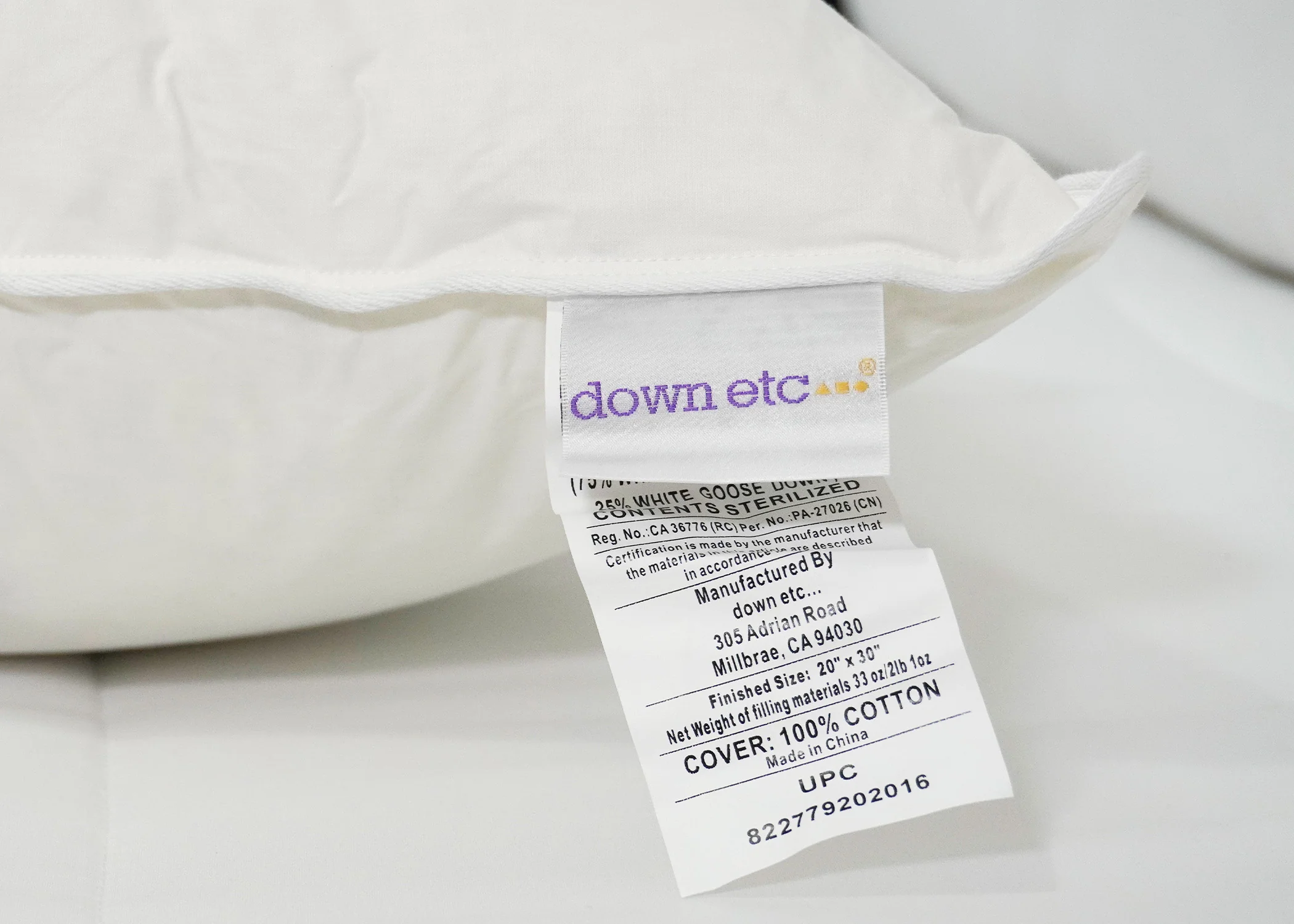 Down Etc. 25% White Goose Down / 75% White Goose Feather Pillow - Image 6