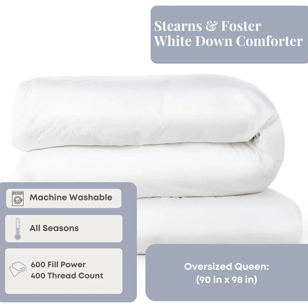 Stearns & Foster White Down Comforter | All Season Warmth, 600 Fill Power, 400 Thread Count - Image 2
