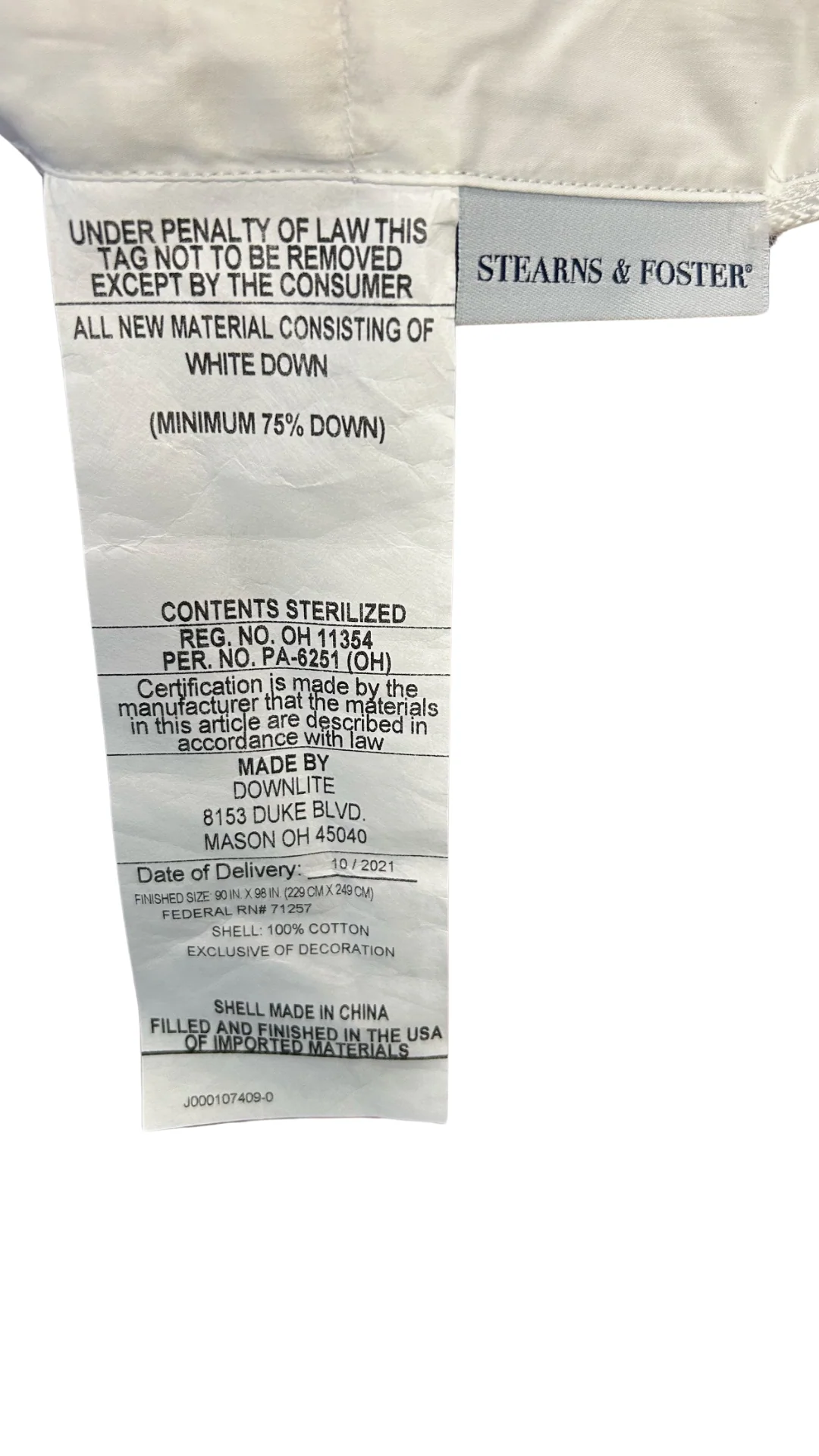 Stearns & Foster White Down Comforter | All Season Warmth, 600 Fill Power, 400 Thread Count - Image 3