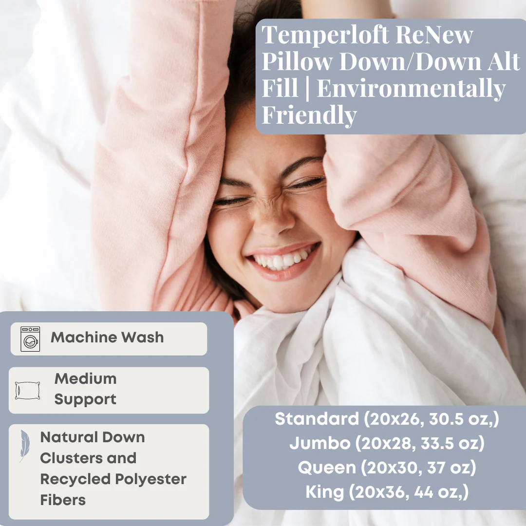 Temperloft ReNew Pillow Down/Down Alt Fill | Environmentally Friendly - Image 2